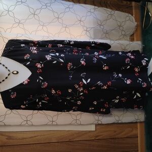 Worthington Black Floral Midi Dress